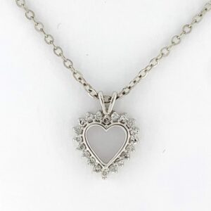Estate Diamond Heart 10k White Gold 1006
