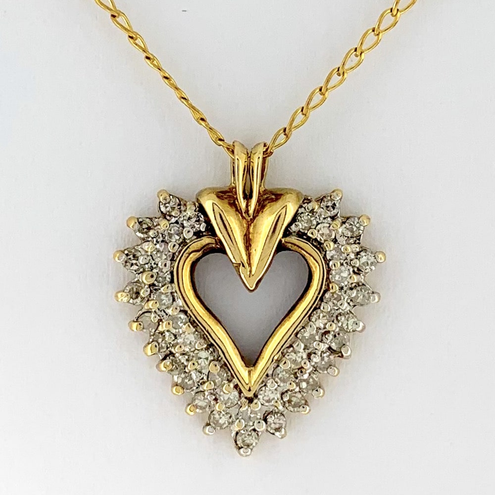 Estate Diamond Heart 10k Gold 6103