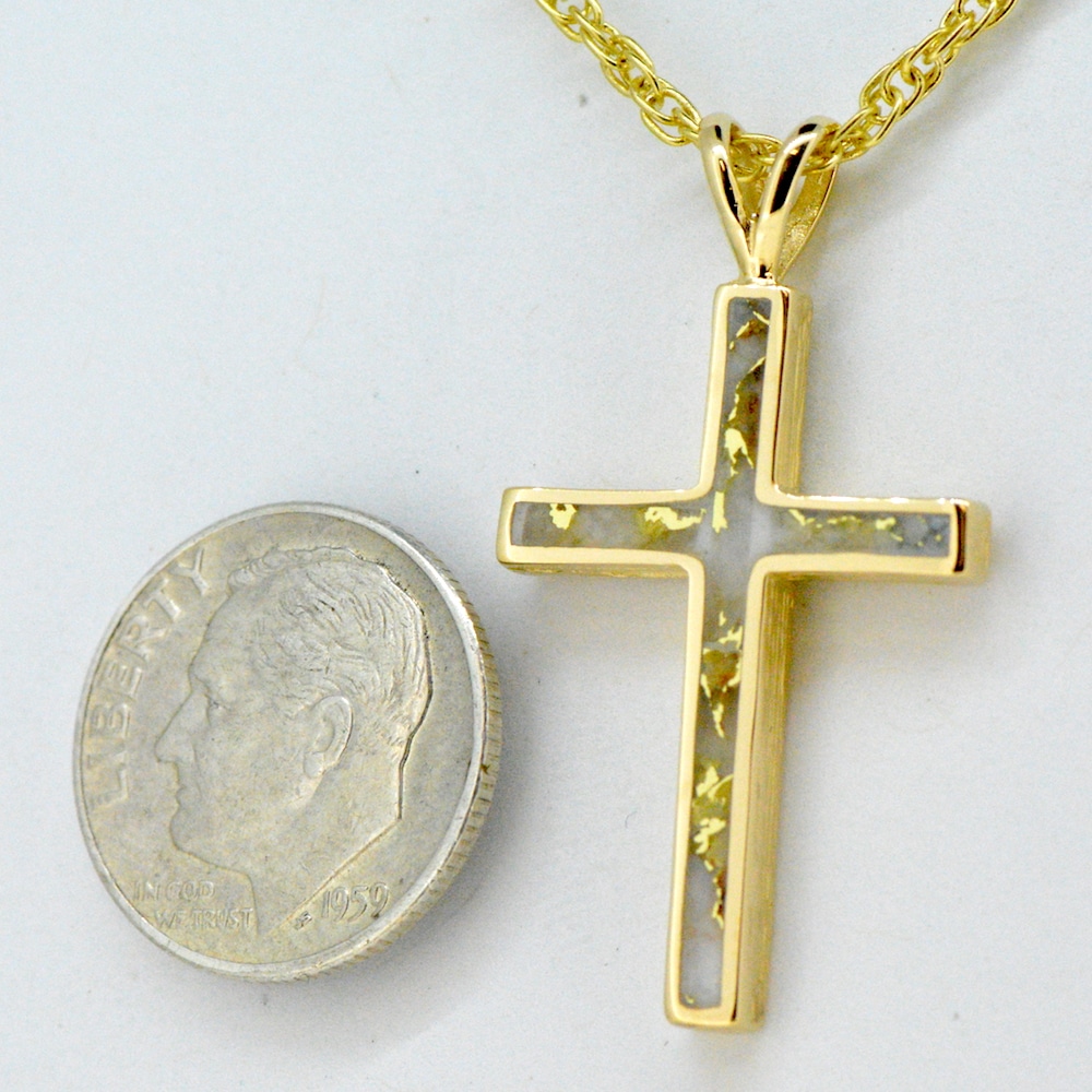 Gold Quartz Cross Pendant PCR11QX - Image 2