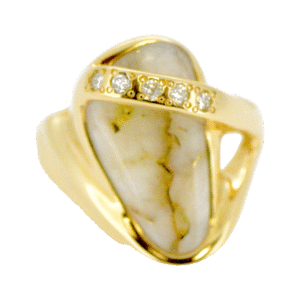 Gold quartz & diamond ring