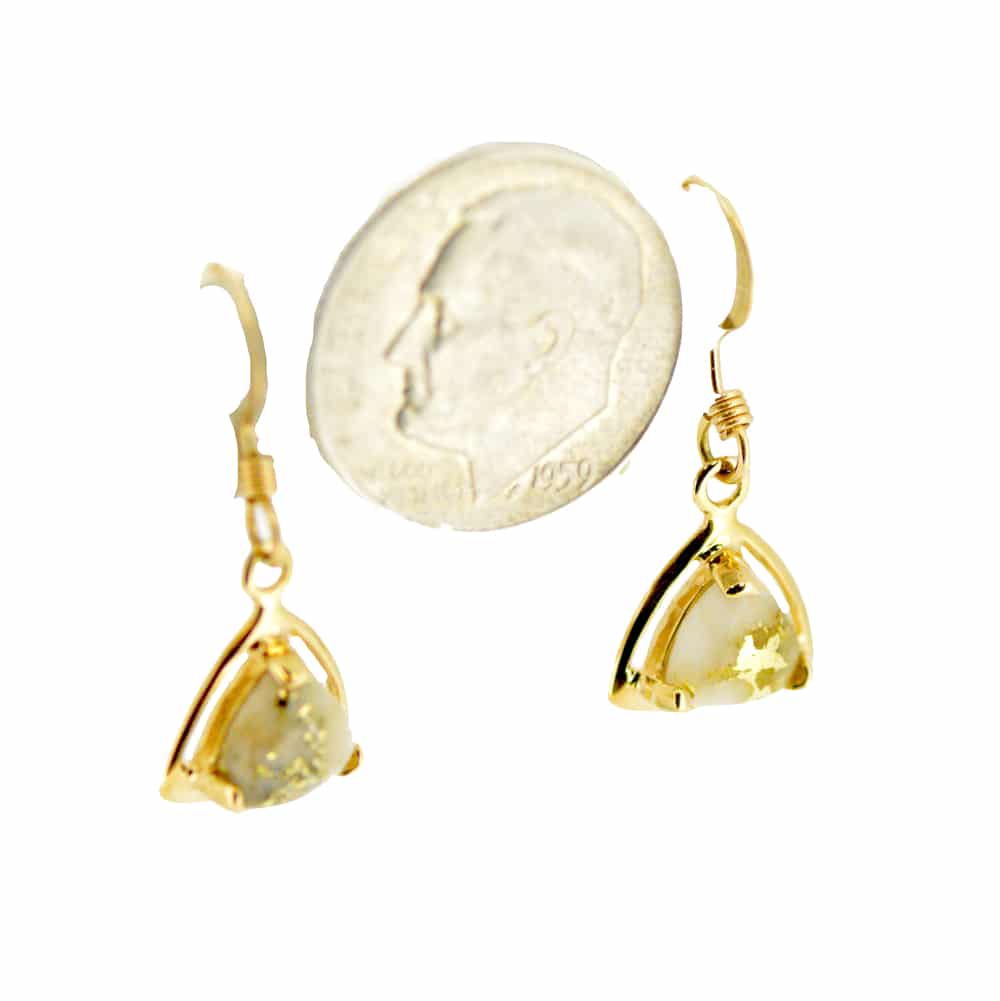 Gold Quartz Triangle Wire Dangle Earrings EN441Q/WD