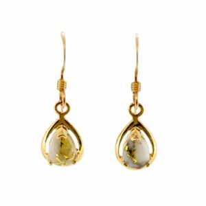 Gold Quartz Tear Drop Wire Dangle Earrings EN442Q/WD