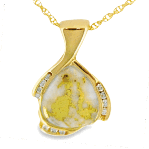 Gold Quartz & Diamond Pendant, Alaska Mint