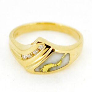 Ladies Gold Quartz & Diamond Ring