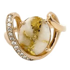 Ladies Gold Quartz & Diamond Ring, Alaska Mint