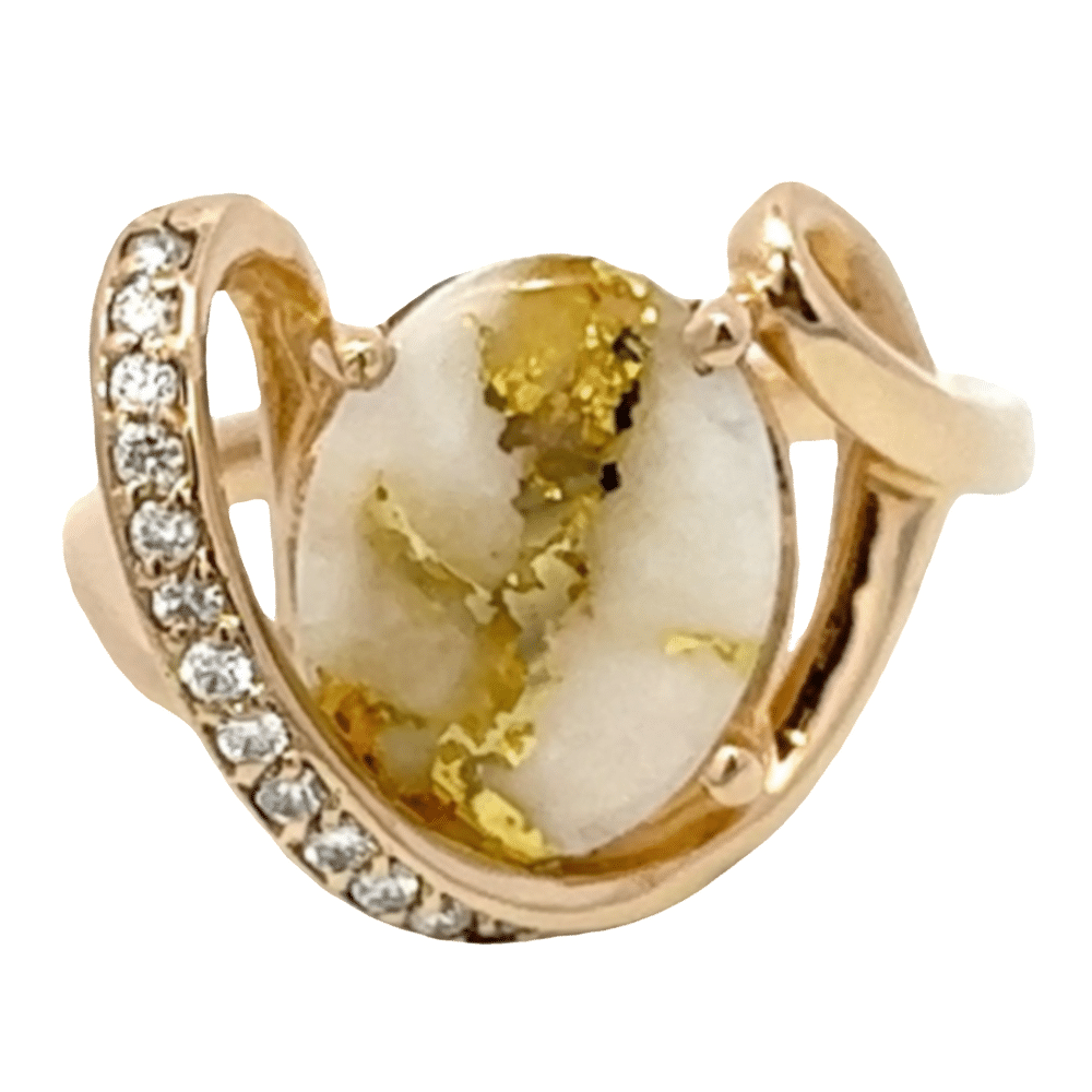 Ladies Gold Quartz & Diamond Ring, Alaska Mint