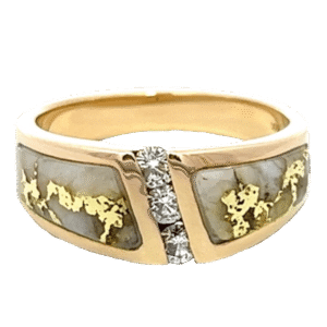 Ladies Gold Quartz & Diamond Ring, Alaska Mint