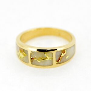 Ladies Gold Quartz 3 Panel 14k Ring RL652Q