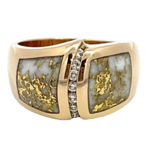 Ladies, Gold Quartz, & Diamond, Ring, Alaska Mint