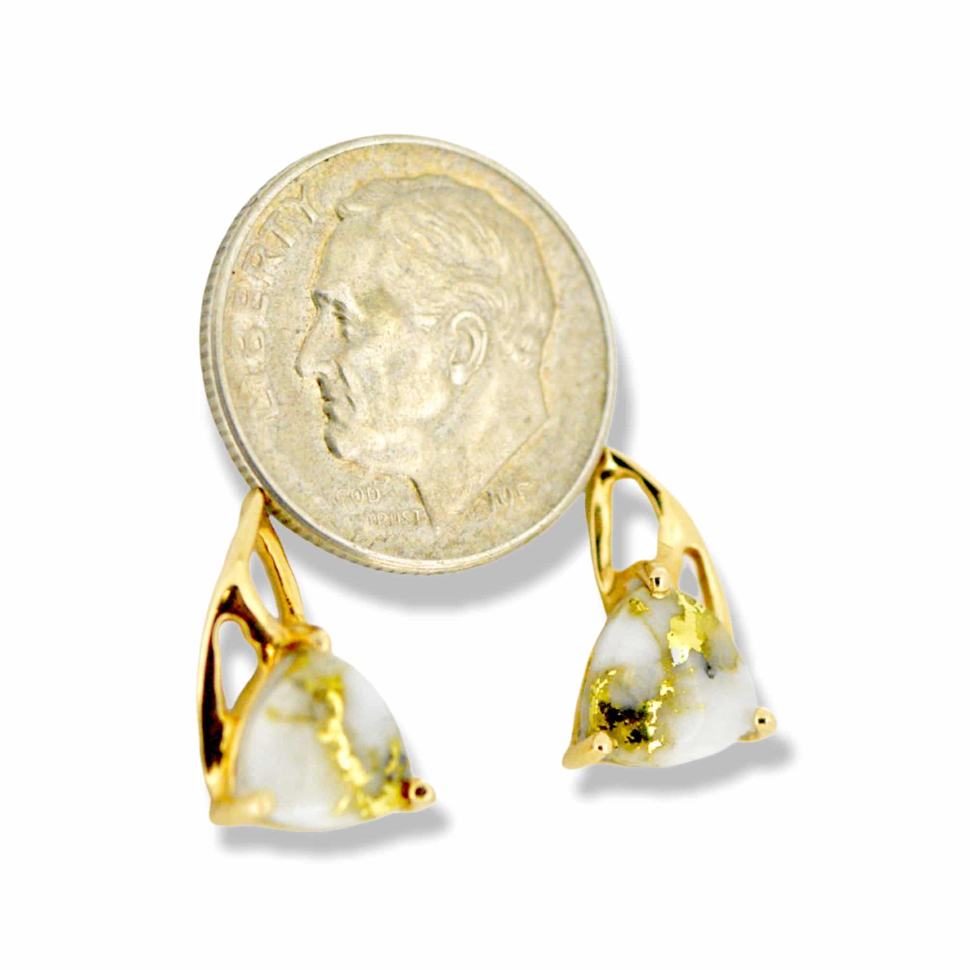 Gold Quartz Post Earrings EN876Q - Image 2