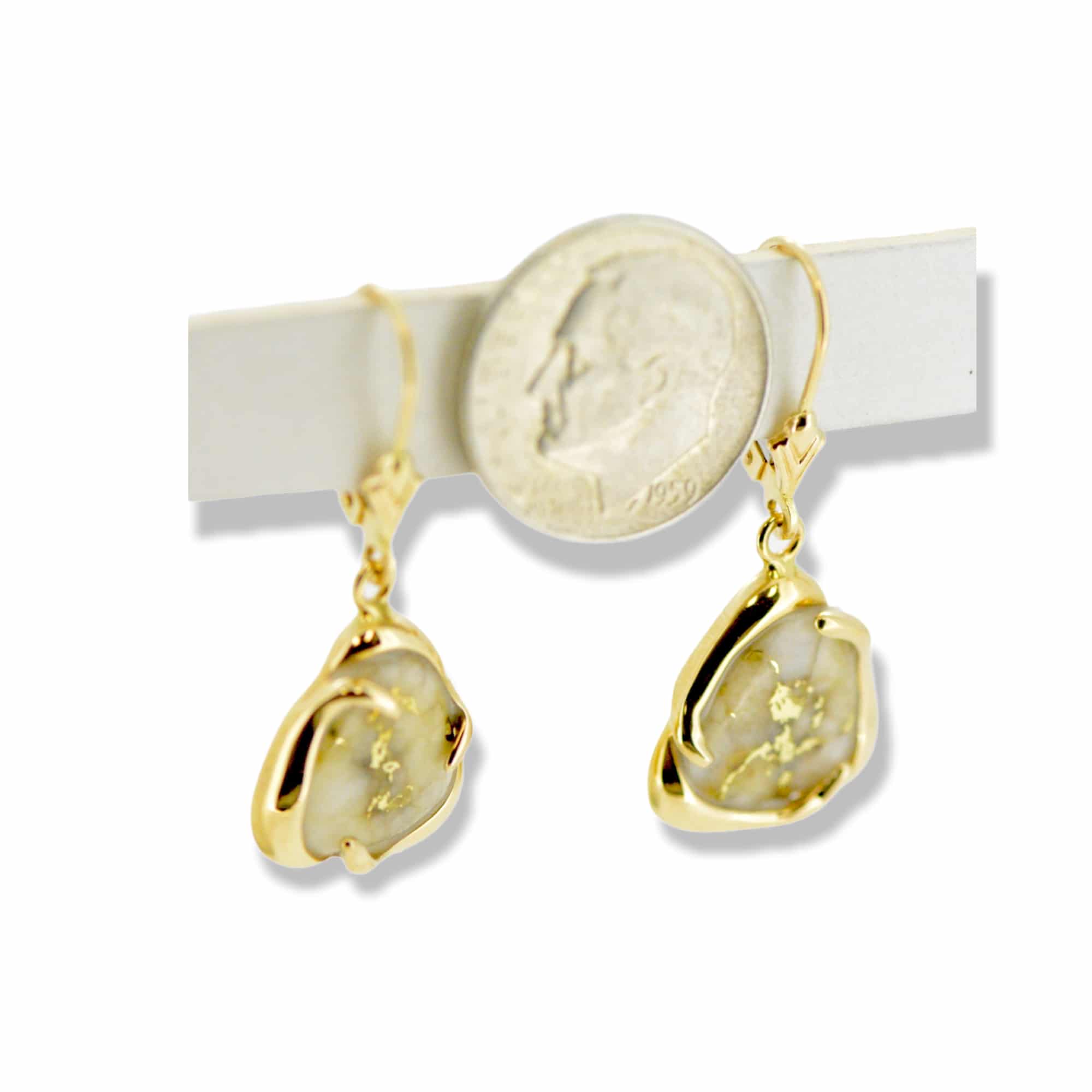 Gold Quartz Leverback Earrings ESC115SQ/LB - Image 3