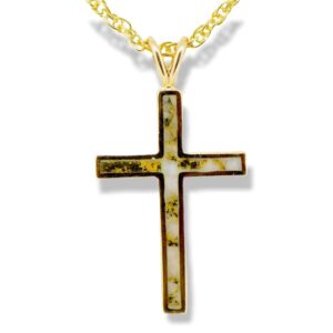Gold Quartz Cross Pendant PCR11QX