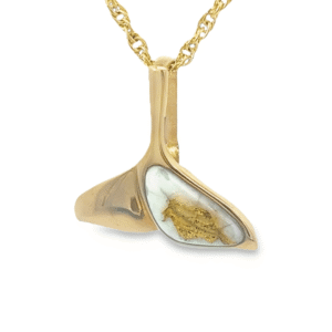 Gold Quartz Whale Tail Pendant, Alaska Mint