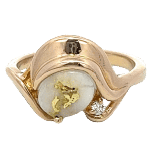 Ladies Gold Quartz 8x6 mm & Diamond Ring, Alaska Mint