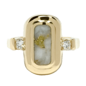 Oval Gold Quartz, Ring, Inlaid Round Diamonds, Alaska Mint