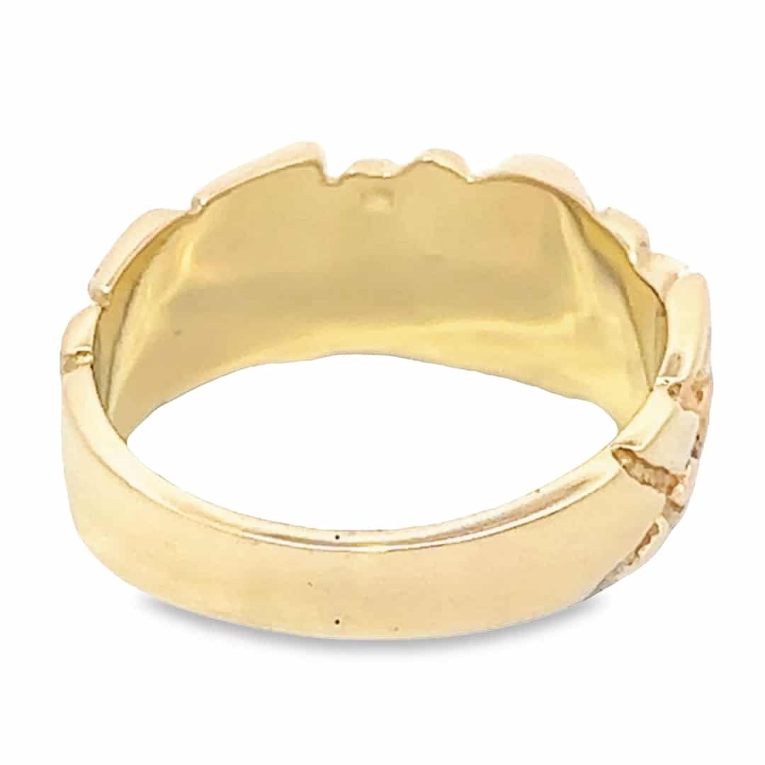 Gold Quartz Ring 3 Section Inlaid Nugget Band, Alaska Mint
