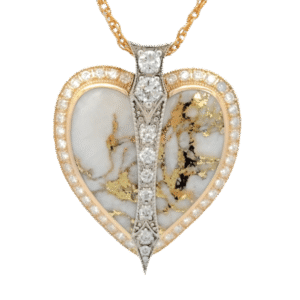 Gold Quartz Cupid's Revenge Heart Pendant, Alaska Mint