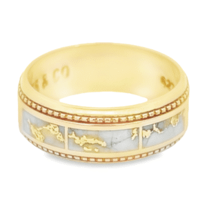 14k Gold Quartz 3 Section Inlaid Band, Alaska Mint