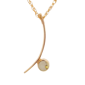 Gold Quartz Round Inlay Curved Bar Pendant, Alaska Mint