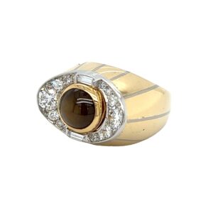 Cats Eye Chrysoberyl & Diamond Ring in 18k Gold 071313
