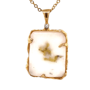 Diamond Gold Quartz Freeform Pendant, Alaska Mint