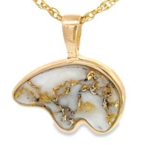 Gold Quartz Bear Pendant, Alaska Mint