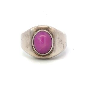 Estate 14k White Gold Synthetic Star Ruby Ladies Ring 0241