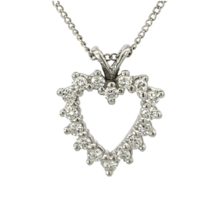 Estate 14k White Gold & Diamond Heart 0554