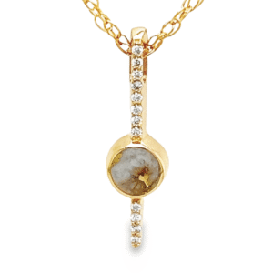 Gold Quartz Bar Design Round Inlay Pendant, Alaska Mint