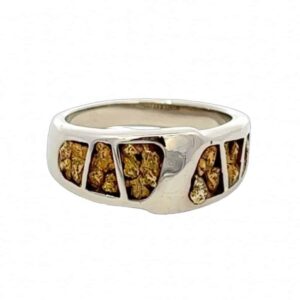 6 Section Gold Nugget 14k White Gold Ladies Ring