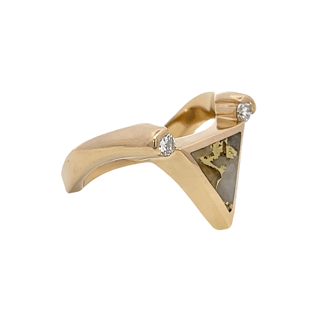 Gold quartz, Triangle, Ring, Diamond, Alaska Mint, 14k, 172G2 $1530, Sz6