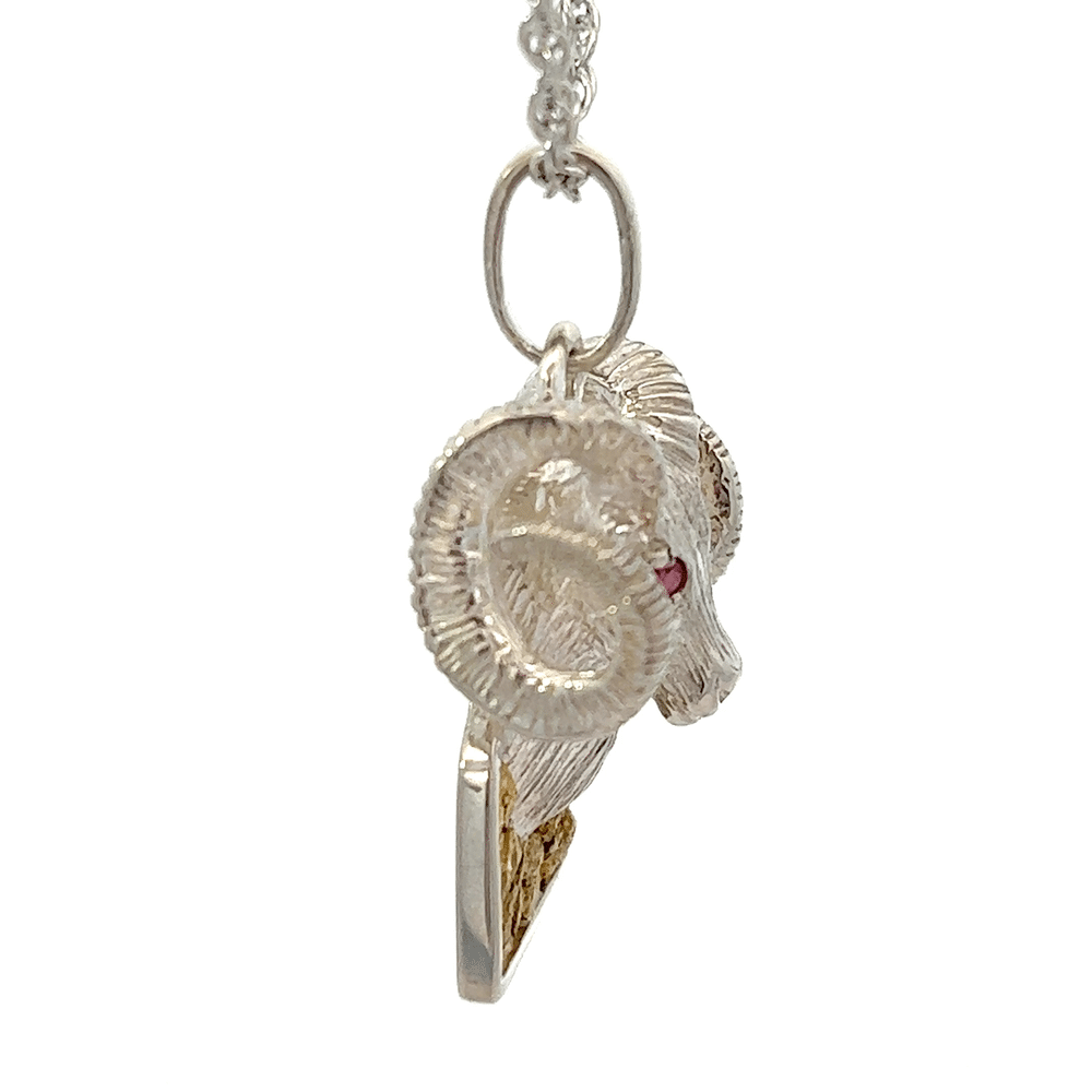 Gold Nugget, Ram, Pendant, Sterling Silver, Alaska Mint, P-187-SS, $590