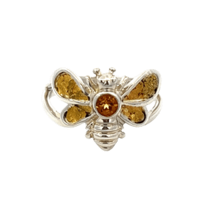 Gold Nugget Citrine Honey Bee Ladies Ring