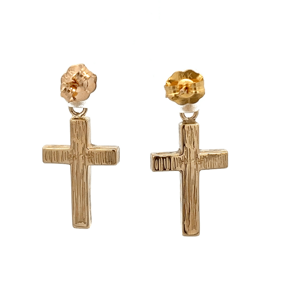 Gold quartz, earrings, cross, Alaska Mint, ECR9QPD $1265