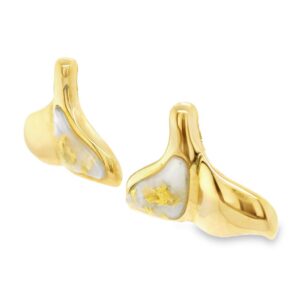 Whale Tail Post Gold Quartz Earrings, Alaska Mint