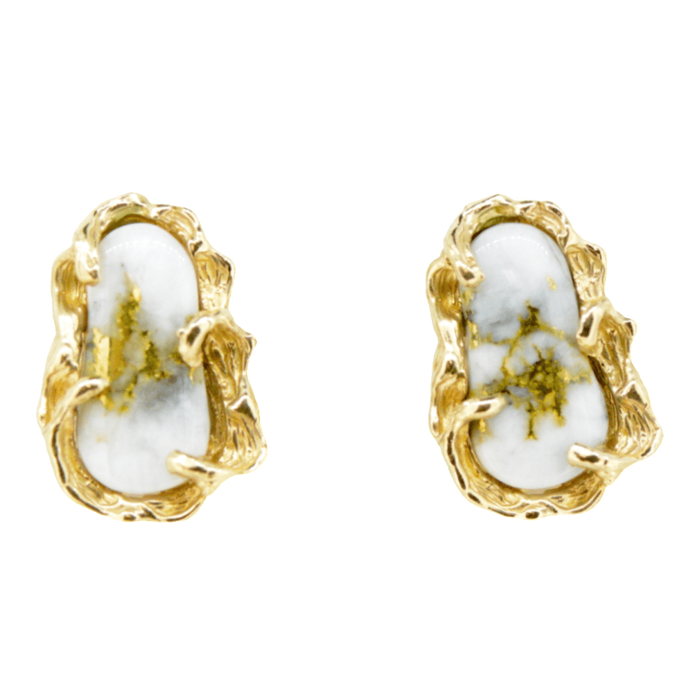 Gold Quartz 13x6mm Post Earrings, Alaska Mint