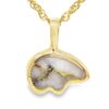 This gold quartz bear pendant, from the Alaska Mint, is sure to remind you of the great Alaskan outdoors