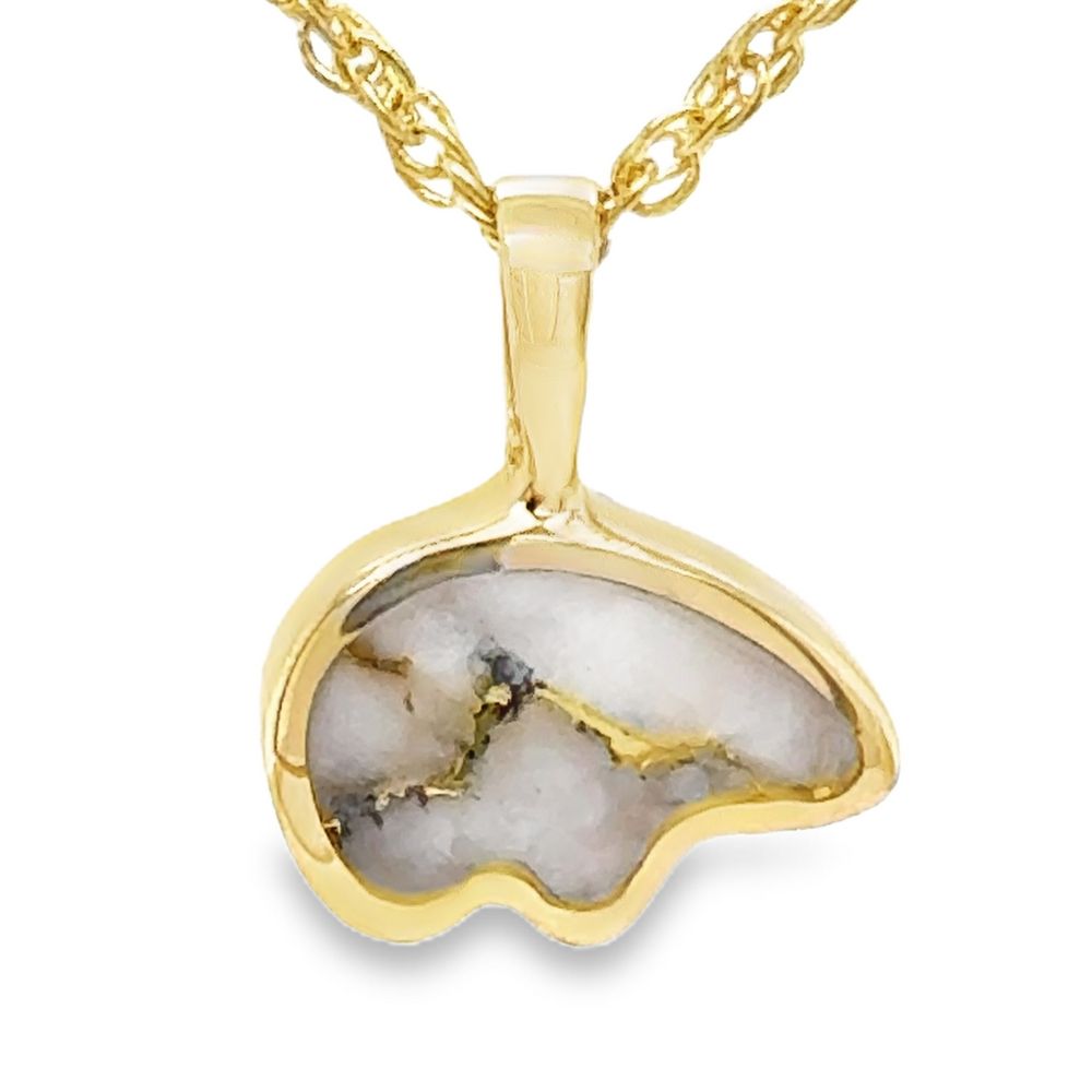 This gold quartz bear pendant, from the Alaska Mint, is sure to remind you of the great Alaskan outdoors