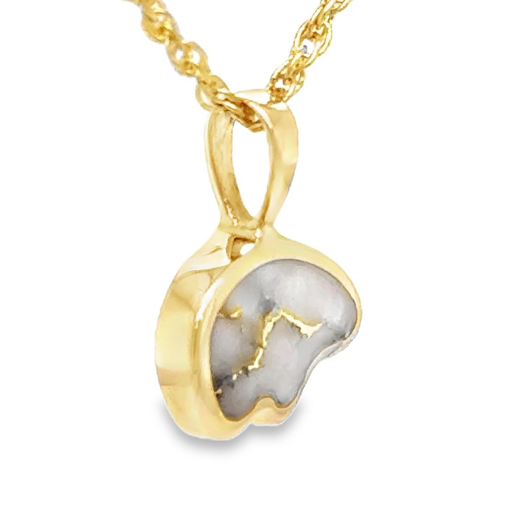 This gold quartz bear pendant, from the Alaska Mint, is sure to remind you of the great Alaskan outdoors