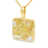 Gold quartz 14k square pendant, Alaska Mint