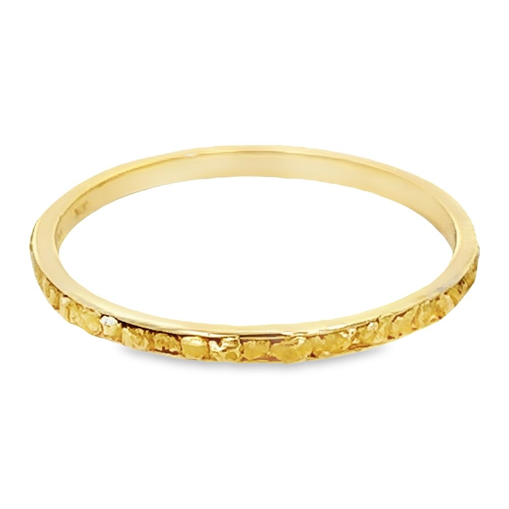 2mm Men's Gold Nugget Ring, Alaska Mint