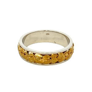 Mens, 6m, White Gold, Nugget Ring, Alaska Mint