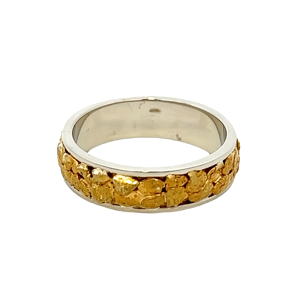 Mens, 6m, White Gold, Nugget Ring, Alaska Mint