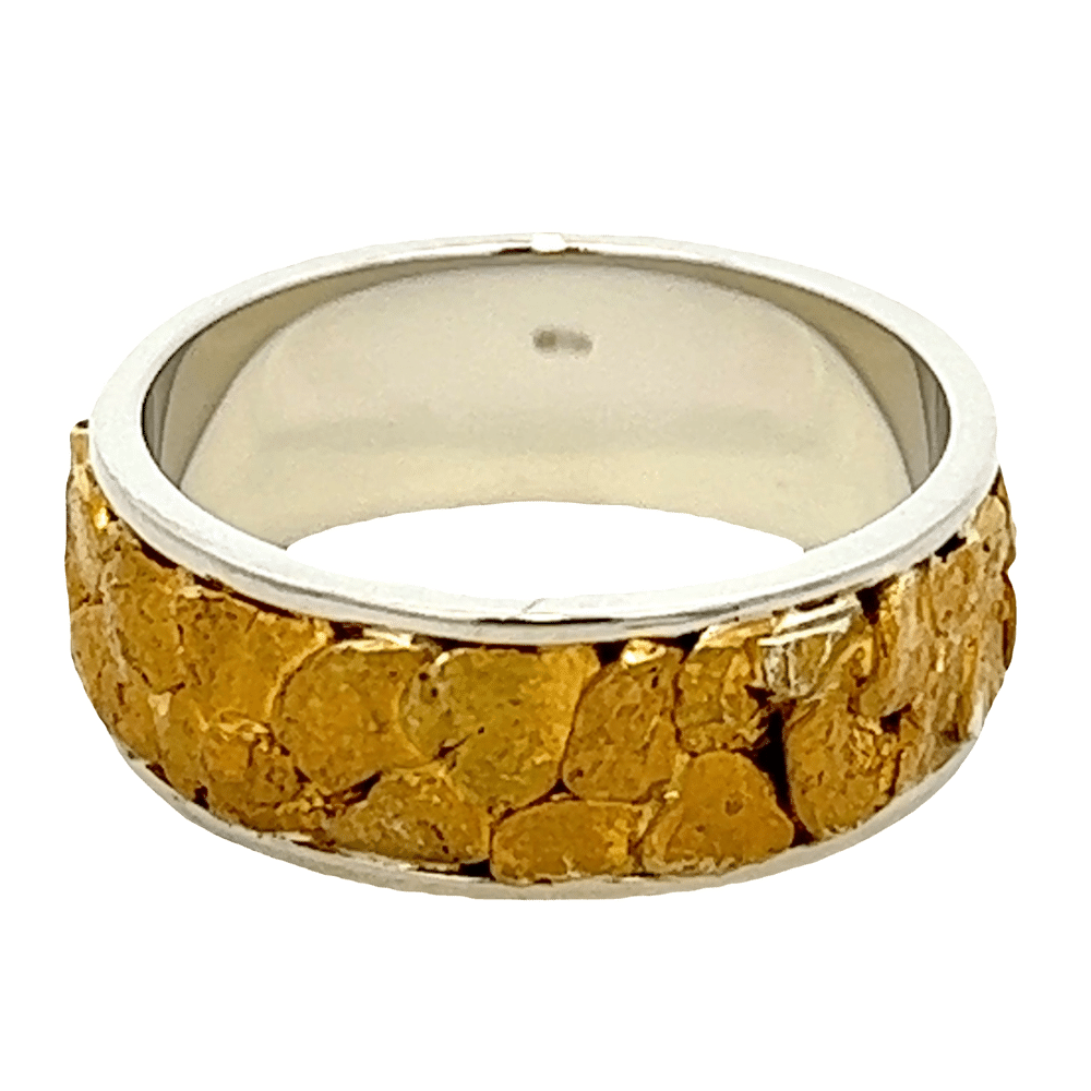 Mens, 8m, White Gold, Nugget Ring, Alaska Mint
