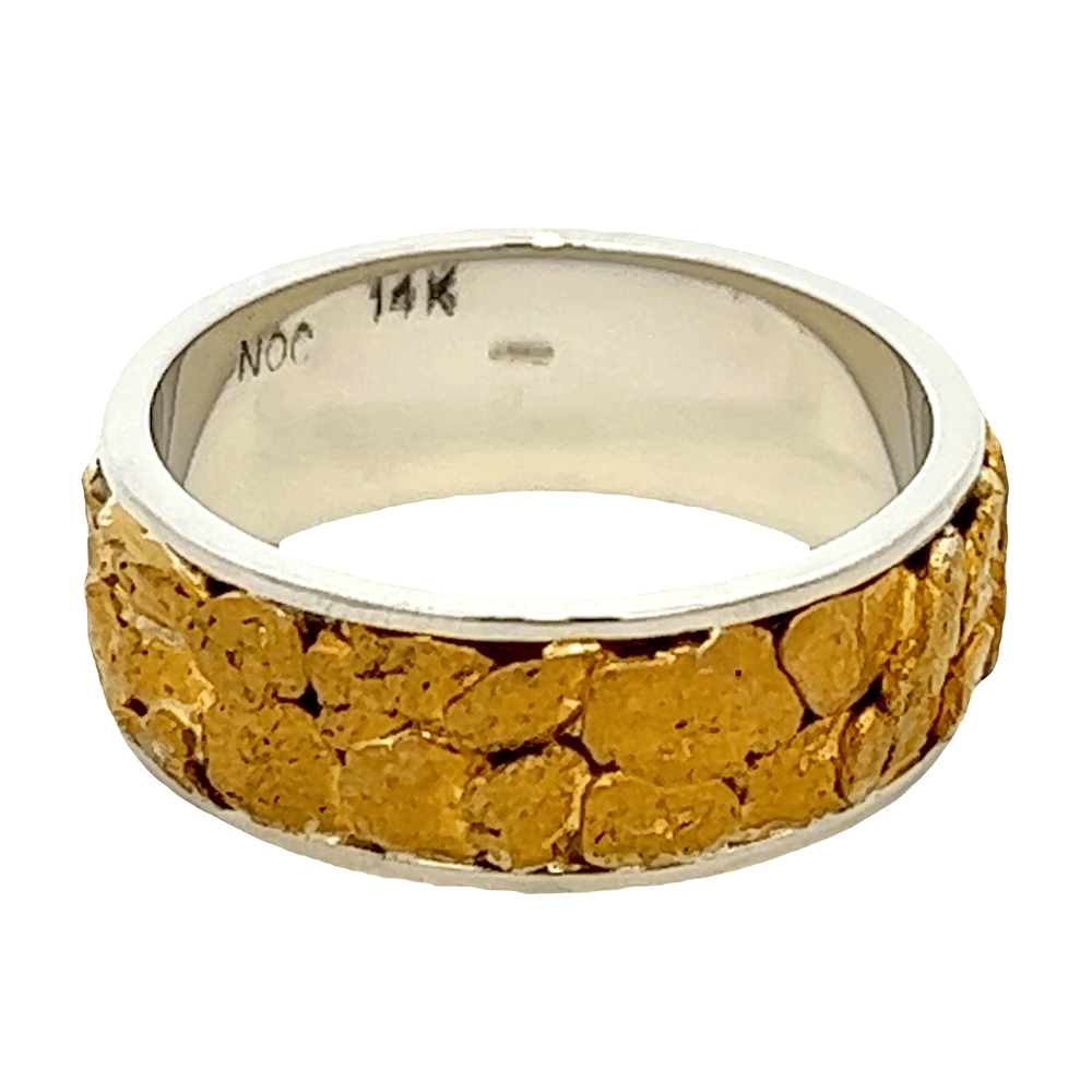 Mens, 8m, White Gold, Nugget Ring, Alaska Mint