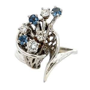 White Gold Sapphire & Diamond Estate Ring, Alaska Mint