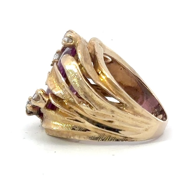 Synthetic Pink Sapphire & Diamond Estate Ring 071890 - Image 2