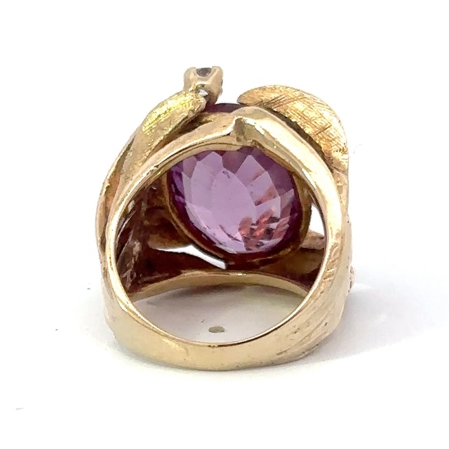 Synthetic Pink Sapphire & Diamond Estate Ring 071890 - Image 3