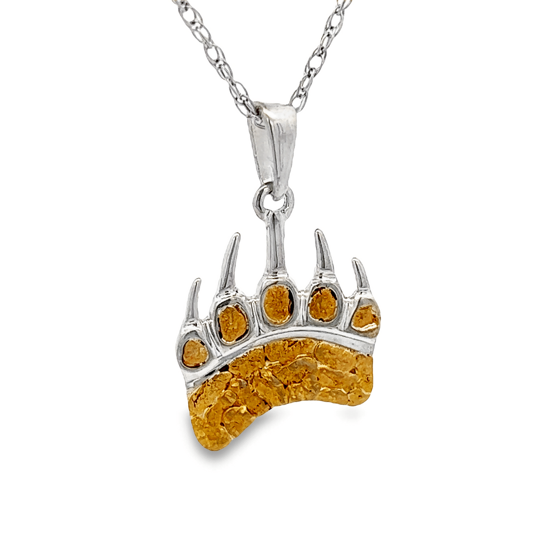 Gold Nugget & Sterling Silver Bear Paw Pendant - Image 2