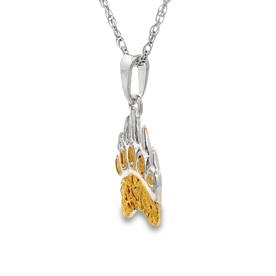 Gold Nugget & Sterling Silver Bear Paw Pendant - Image 3